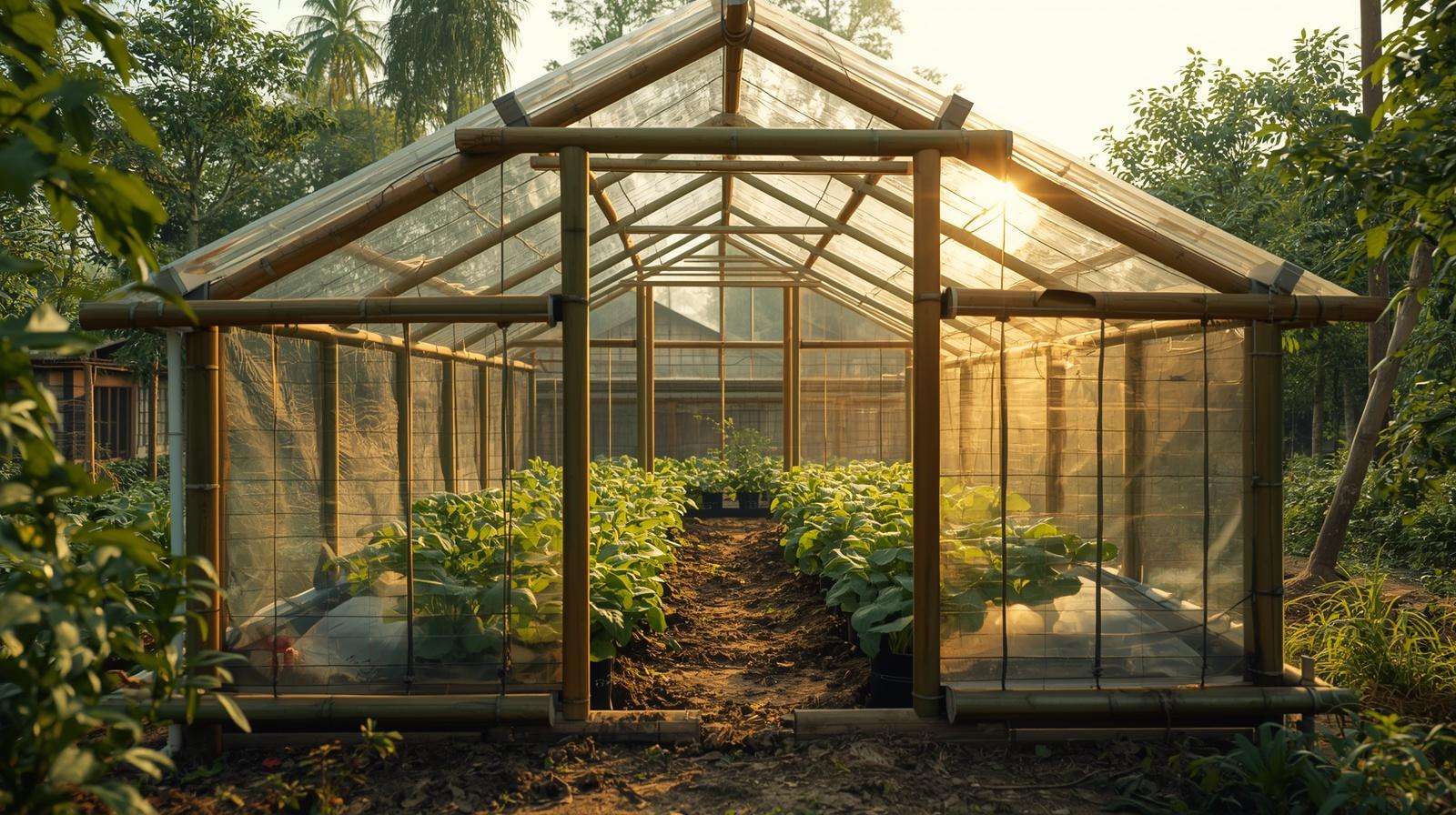 Low-cost multi-purpose greenhouse design made with bamboo and PVC materials