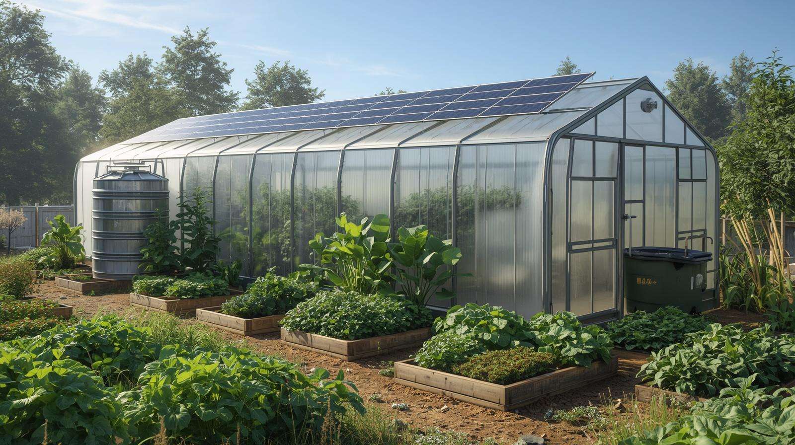 Sustainable multi-purpose greenhouse design with solar energy and rainwater harvesting systems