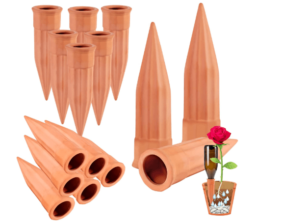 TKSCUSR Plant Self-Watering Stakes-15 Pack Terracotta Automatic Plant Waterer Devices Auto-Water Irrigation System for Indoor/Outdoor Plants