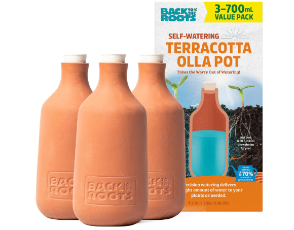 Back to the Roots Self-Watering Terracotta Olla Pot (Pack of 3), 700mL Provides 1 Week of Precision Watering 