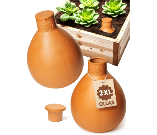 2pc Olla Pots For Garden Terracotta Watering Pots - 32oz XL Garden Olla Watering System For Raised Beds & Outdoor Plants 