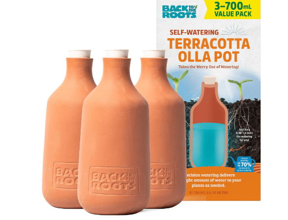 Back to the Roots Self-Watering Terracotta Olla Pot (Pack of 3), 700mL Provides 1 Week of Precision Watering
