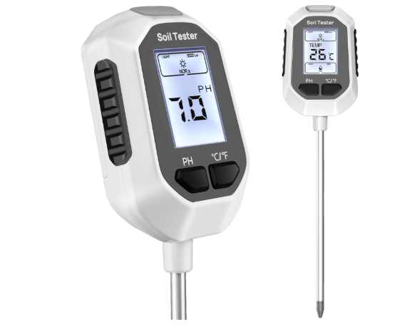 YAMRON 4-in-1 Soil Moisture Meter, Digital Plant Temperature/Soil Moisture Test & PH Meter/Sunlight Intensity, Backlight LCD Display for Gardening, Farming and Outdoor Plants