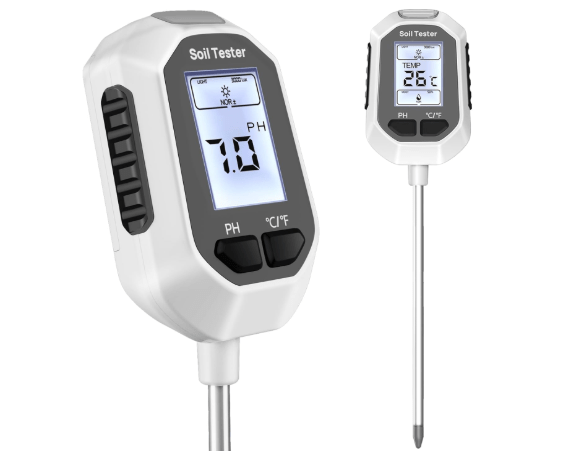 YAMRON 4-in-1 Soil Moisture Meter, Digital Plant Temperature/Soil Moisture Test & PH Meter/Sunlight Intensity, Backlight LCD Display for Gardening, Farming and Outdoor Plants