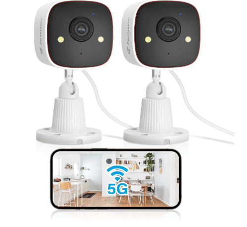 Jennov 2K WiFi Security Camera Indoor/Outdoor, Plug-in Home Surveillance Cam with Color Night Vision, Human Motion Detection, 2-Way Audio, IP66 Waterproof, Baby & Pet Monitor, 5G/2.4G