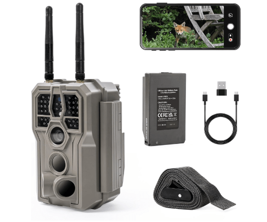 GardePro E8 2.0 Pro WiFi Bluetooth Trail Camera (Non-Cellular) – Triple-PIR Motion Sensor, Dual Antennas for Stable Connection, 4K Video, Rechargeable Battery, On-Site Viewing, Motion Activated