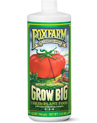 FoxFarm Grow Big Liquid Plant Food - 6-4-4 House Plant Fertilizer for Lush Vegetative Growth, Fast Nutrient Uptake for Roses, Tomatoes & Veggies - Quart Size Concentrate