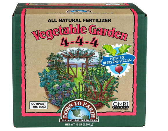 Down to Earth All Natural Fertilizers Organic Vegetable Garden - Plant Food for Vegetables, Herbs, Greens and Raised Beds 4-4-4, 15 lb