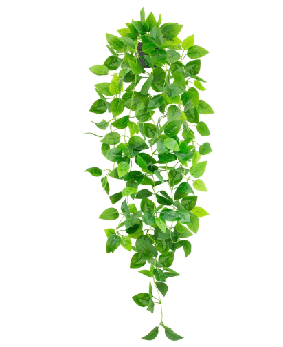 Artificial Hanging Plants with Black Pot, 39.37" Faux Pothos Trailing Vines, Potted Fake Greenery Indoor for Home Bathroom Bedroom Wall Shelf Decor