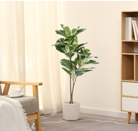 FLOWORLD Artificial Rubber Tree Plant 43in Tall Faux Ficus Tree Potted Fake Tropical Decorative House Large Floor Artificial Plants for Home Office Store Room Decor