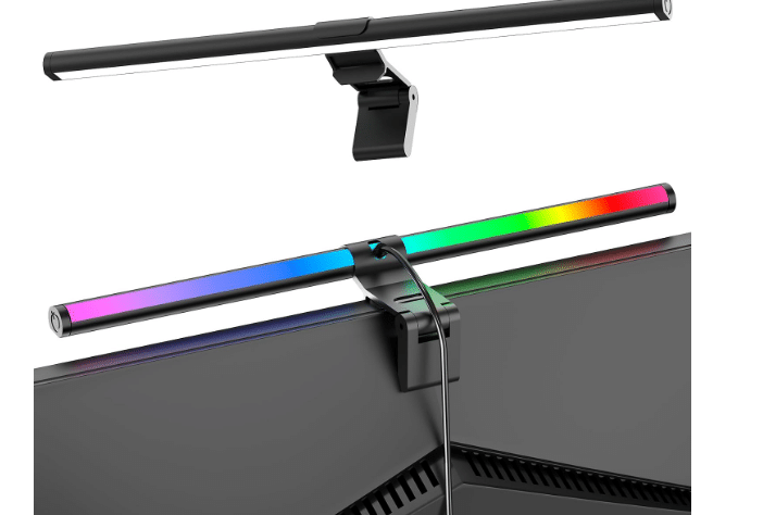 RGB Monitor Light Bar, Eye-Care Dual Light Reading Screen Lamp, 9 Modes Gaming Backlight LED Computer Lamp, 3 Colors Dimmable Frontlight, 15.75'' USB Desk Lights for Home, Office
