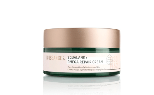 BIOSSANCE Squalane + Omega Repair Cream - Ultra-Moisturizing Face Cream - Skin Care with Hyaluronic Acid, Ceramides, Squalane - Ideal for Dry & Sensitive Skin, Intense Hydration Moisturizer