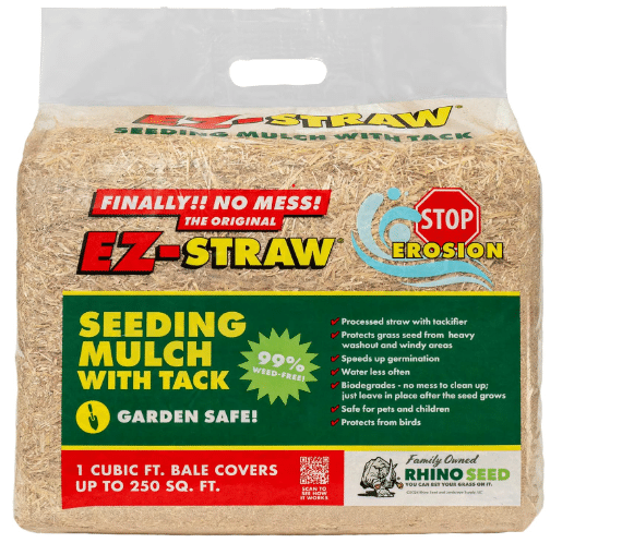 EZ Straw Seeding Mulch with Tack - Biodegradable Processed Straw, 1 cu. ft. Bale (Covers 250 sq. ft.)