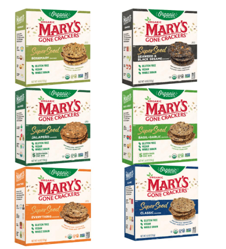 Mary’s Gone Crackers SuperSeed Variety Pack, 6 Pack – Everything, Seaweed & Black Sesame, Jalapeño, Basil & Garlic, Rosemary & Classic – Organic Gluten-Free Seed Crackers, Plant-Based Crunchy Snacks