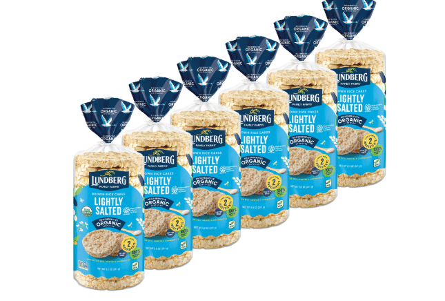 Lundberg - Organic Lightly Salted Brown Rice Cakes, Healthy Snack for the Whole Family, Kosher, USDA-Organic, Gluten-Free, Vegan