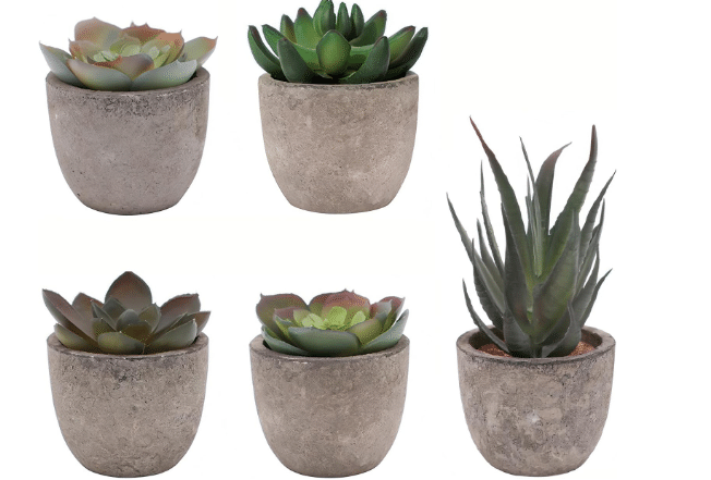 Artificial Succulent Plants Set, Low Maintenance Home Office Decor