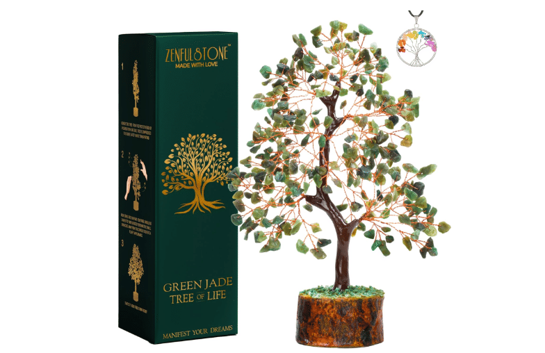 Green Jade Crystal Tree of Life for Luck & Prosperity Decor for Home and Office | Handmade Bonsai for Wealth & Balance and Good Fortune | Perfect Well-Being Gift for Loved Ones