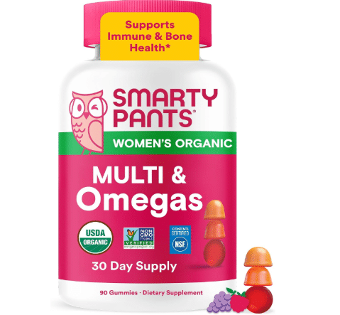 SmartyPants Organic Women's Multivitamin Gummies, Omega 3, Zinc, 120 Ct
