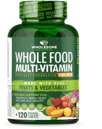 Wholesome Wellness Whole Food Multivitamin for Men - Natural Multi Vitamins, Minerals, Organic Extracts - Vegan Vegetarian - 120 Tablets
