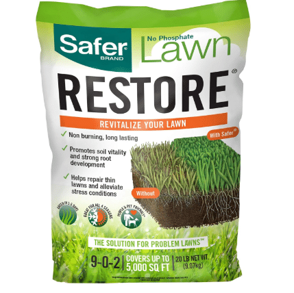 Safer Brand Lawn Restore Natural Lawn Fertilizer - 9335SR - Non-Burning Fertilizer - 9-0-2 NPK - Use for Healthy Grass - Covers up to 5,000 Sq Ft 