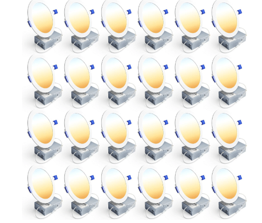 Ensenior 24 Pack 6 Inch LED Recessed Ceiling Light, 5CCT, 1200LM 12W 120V 