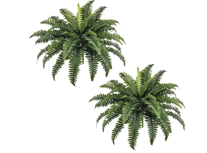 FOREST PRINCE 35" Fake Ferns Artificial Bush Plants for Outdoors, 2-Pack