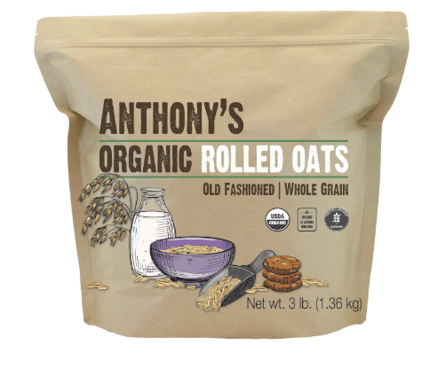 Anthony's Organic Rolled Oats, 3 lb, Gluten Free, Non GMO, Old Fashioned, Whole Grain