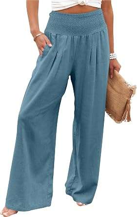 Anrabess Women's Linen Palazzo Pants