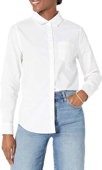 Classic White Poplin Button-Down Shirt