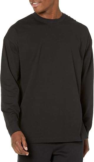 Amazon Essentials Men's Long-Sleeve Oversized-Fit Organic Cotton T-Shirt, Breathable Midweight