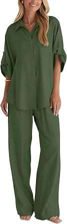 Zeagoo Women's 2-Piece Linen Blend Travel Set