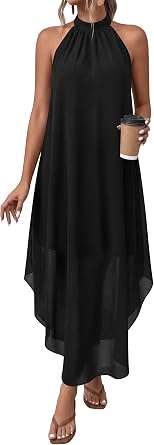 The Best Evening Dinner Wear: PRETTYGARDEN Halter Neck Floral Maxi Dress
