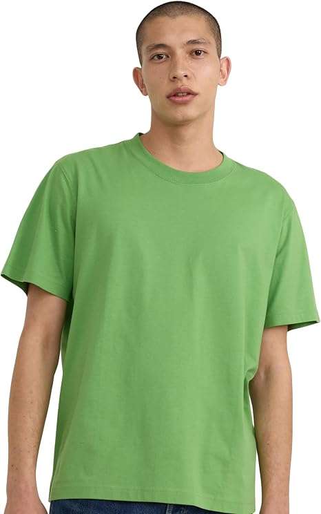 Organic Basics Men's True Boxy Fit Organic Cotton Short Sleeve Crewneck Tee Shirt
