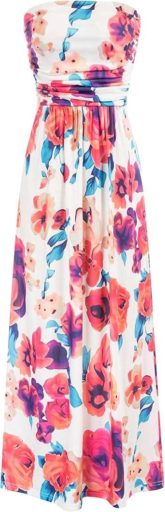 GRACE KARIN Strapless Ruched Maxi Dress with Pockets