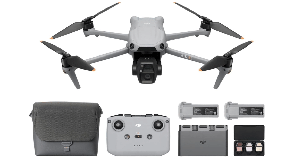 DJI Air 3S Fly More Combo (RC-N3), 4K Dual-Camera Drone, 3 Batteries
