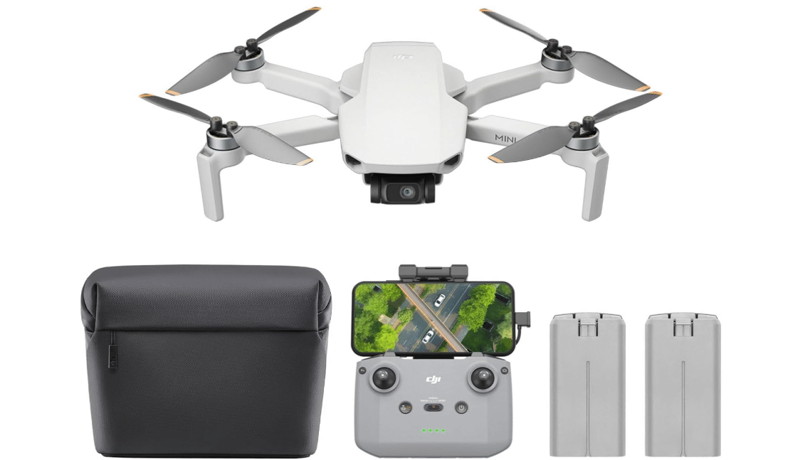 DJI Mini 4K Camera Drone Combo, Drone with 4K UHD Camera for Adults, Under 249 g, 3-Axis Gimbal Stabilization, 10km Video Transmission, Auto Return, 2 Batteries for 62-Min Max Flight Time, QuickShots
