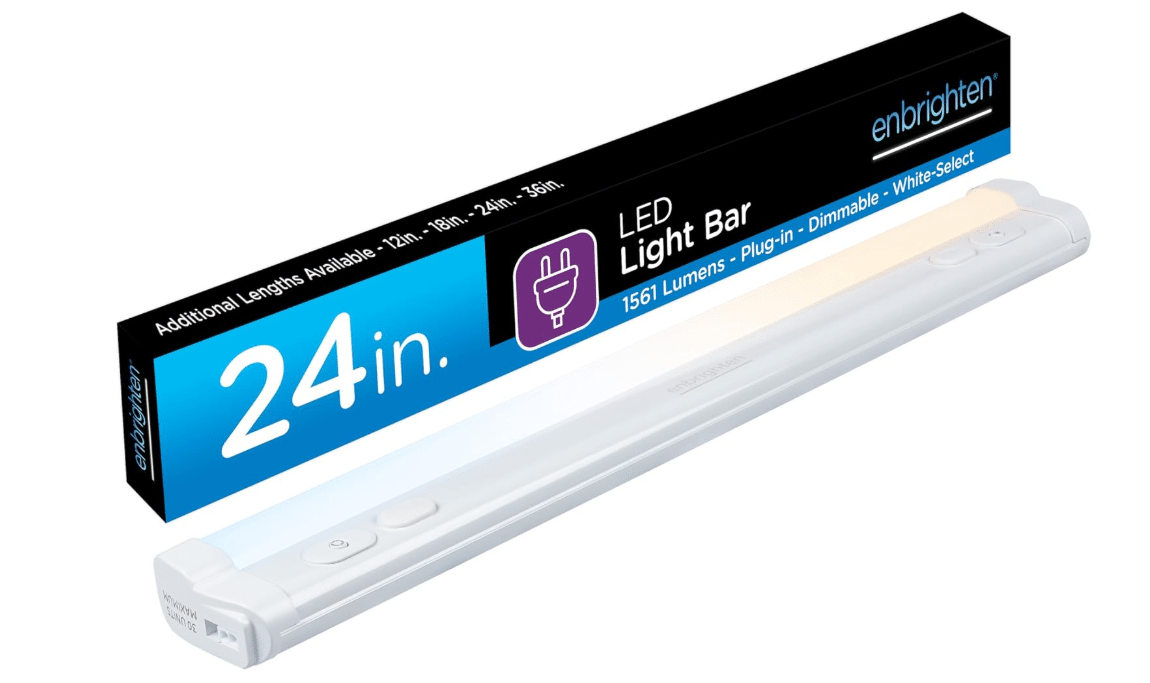 Enbrighten 24 Inch Plug in Under Cabinet Light with 5 Color Temperatures | Dimmable 1561 Lumens, Soft White to Daylight Lighting, One-Touch Sync Linkable...
