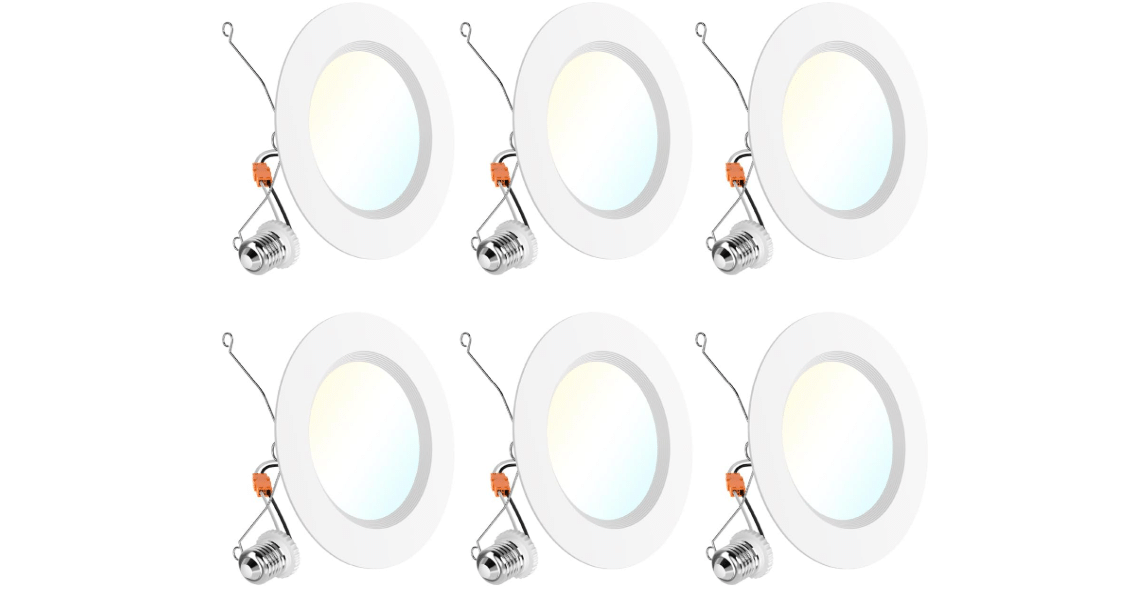 Sunco 6 Pack 5/6 in. LED Baffle High-Output Retrofit Downlight, 5CCT | 1700LM 15W, 2700K-6000K Selectable, Dimmable, Recessed Can Light Conversion Kit, IC...

