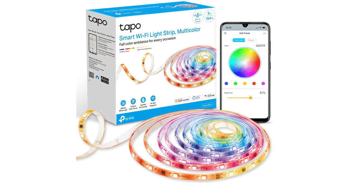 Tapo RGBWIC Smart LED Light Strip 16.4Ft, 1000 Lumens, L930-5 | 16M Dimmable Colors, 50 Color Zones, Works w/Apple HomeKit/Alexa/Google Home, Sync-to-Sound,...
