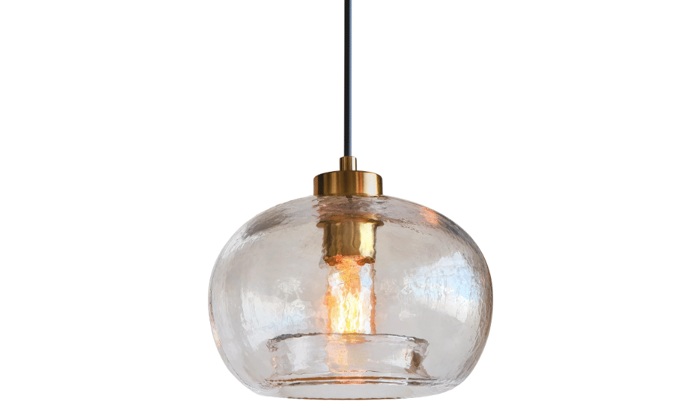 CASAMOTION Pendant Light, Hand Blown Glass,Brass Gold | Modern Industrial Style, Hanging Light for Sink Kitchen Island, 1 Pack
