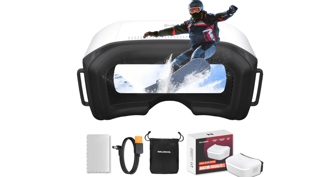 CADDXFPV Walksnail Goggles L, 1080p 4.5-Inch FPV Goggles, Head Tracking | Built-in DVR, swappable lenses for vision adjustment, 4.9dBi antenna, and 6-25.2V... 