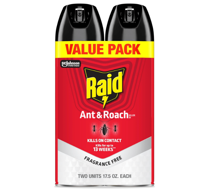 Raid Ant & Roach Killer Bug Spray, Fragrance Free, 17.5 oz, 2 Count