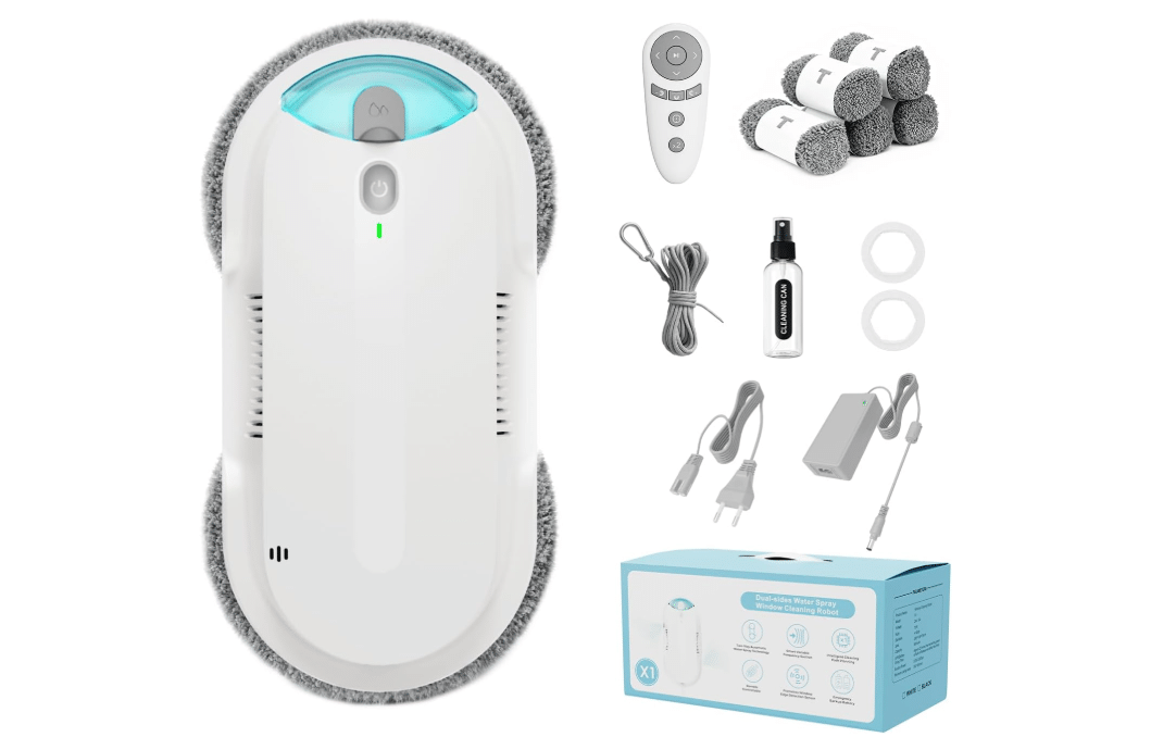 HIXZAP Window Cleaning Robot - Double Helix 4800-6400Pa Suction, | Dual Ultrasonic Spray, 85ml Tank, Edge Detection, Anti-Drop, 3 Cleaning Modes for...
