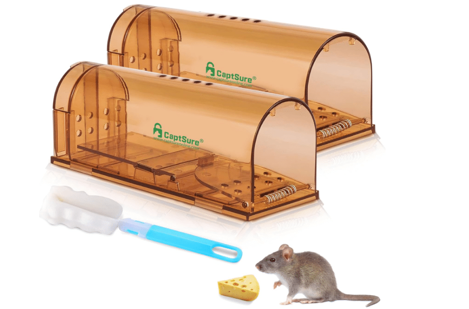 CaptSure™ 2-Pack Humane Mouse Traps Indoor for Home - Small Live Mouse Trap Catch and Release, Mice Traps for House Indoor & Outdoor - Reusable Catcher & No Kill Traps for Rodent/Voles