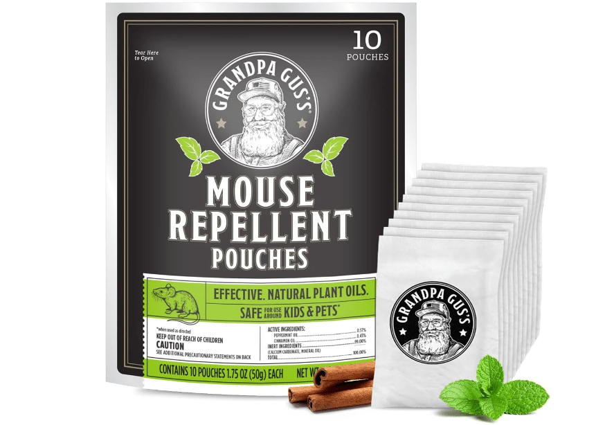 Grandpa Gus's Mouse Repellent Pouches, Peppermint & Cinnamon, Pack of 10