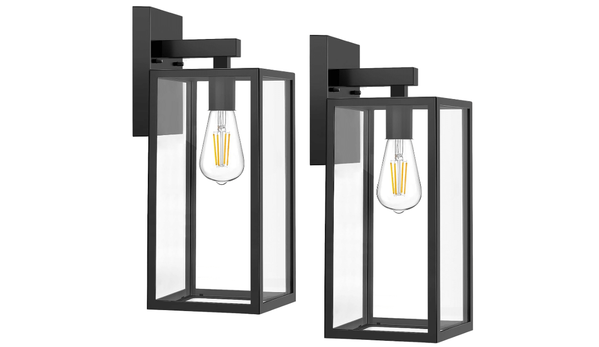 MAXvolador Outdoor Wall Light Fixtures, Exterior Waterproof Wall Lanterns | Extra Large Black Porch Wall Light, Anti-Rust, E26 Socket, Clear Glass Outside...
