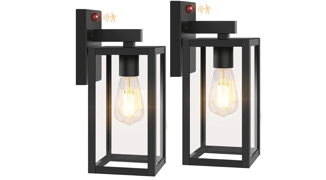 BesLowe 2-Pack 13” Upgraded Motion Sensor Outdoor Wall Lights, Black | Auto ON/OFF, 3 Lighting Modes, Waterproof, Rust-Resistant, Durable Metal & Clear...
