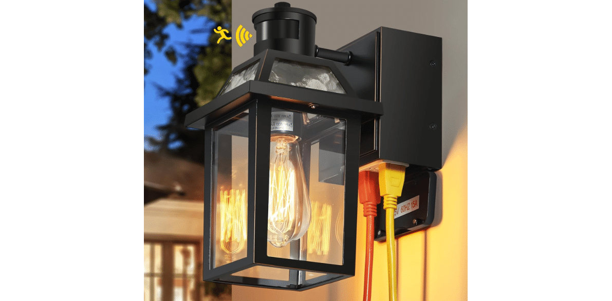 Yisuro Porch Lights with GFCI Outlet, Dusk to Dawn Outdoor Lights with Outlet, 3 Lighting Modes Exterior Light Fixture Waterproof, Outside Lights for House...
