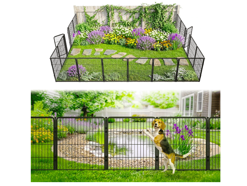 FXW / Glorious-Lite No-Dig Heavy-Duty Metal Garden Fence with Gate (