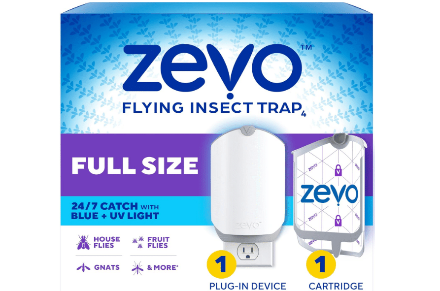 Zevo Flying Insect Trap for Fruit Flies & Gnats, 1 Plug-in Base & 1 Refills